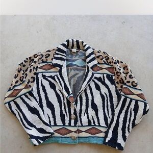 💫 Vintage Painted Pony Southwestern Tapestry Jacket-Zebra and Leopard Print-💫